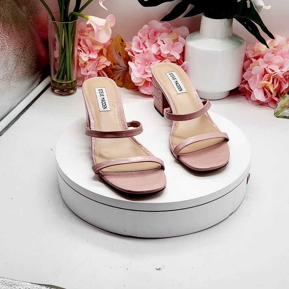 Steve Madden Issy Block Heel Slide Sandal Pink Sz 9.5M - Picture 13 of 16